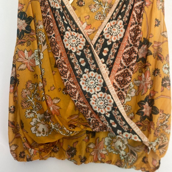 Free People M Havana Floral Print Surplice Top - Picture 8 of 12